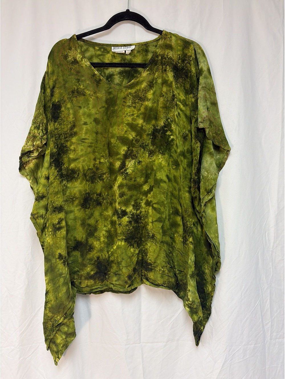 Jessica Taylor Green Tie-Dye Rayon Blouse Size 1X